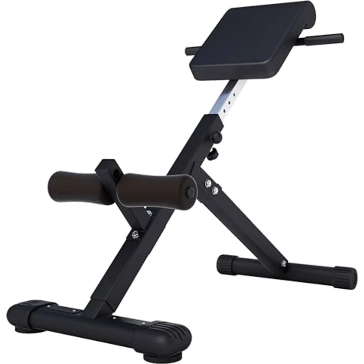 GORILLA SPORTS® Hyperextension Rückentrainer - 5-fach Verstellbar, Klappbar, mit Beinfixierung, bis 120 kg, Schwarz/Weiß - Rückenstrecker, Bauchtrainer, Römischer Stuhl, Fitness, Training, Home Gym – Bild 1