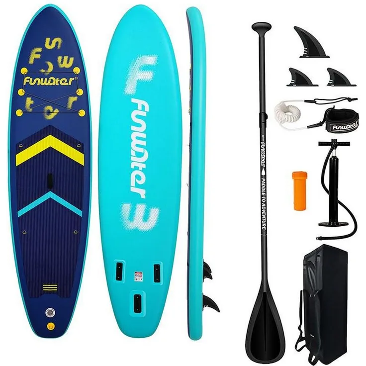 FunWater SUPFW71A, Aufblasbares Paddleboard mit 3-teiligem Paddel, EVA-Material für Komfort und Sicherheitssleine, 350 cm x 86 cm