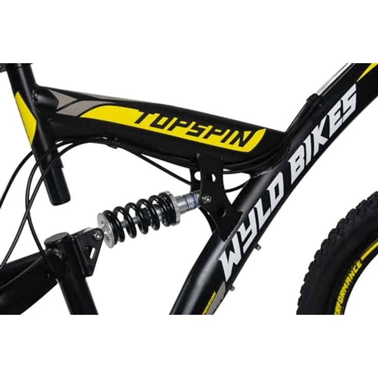 WYLD Mountainbike Fully 26'' Topspin, 21 Gänge, schwarz mit blauen Akzenten, vollgefedert, mechanische Scheibenbremsen, SHIMANO Drehschaltgriffe – Bild 8