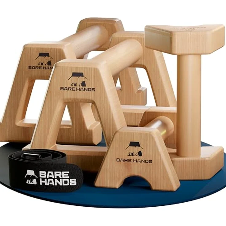 Bare Hands Liegestützgriffe Set, 2x kleine & 2x große rutschfeste Holzgriffe, gelenkschonend, ideal für Handstand & Liegestütze, Calisthenics Equipment für Indoor & Outdoor – Bild 1
