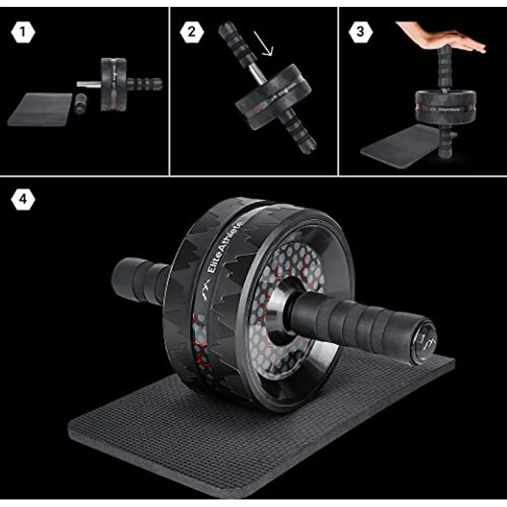EliteAthlete Bauchroller Bauchmuskeltrainer - AB Roller - Bauchtrainer für Zuhause - Bauch Weg - Abdominal Trainer - AB Wheel inkl. gepolsterter Kniematte – Bild 5