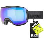 uvex downhill 2100 CV, Skibrille für Damen und Herren, kontraststeigernd, verzerrungs- & beschlagfrei, Farbe: black matt/blue-green, one size
