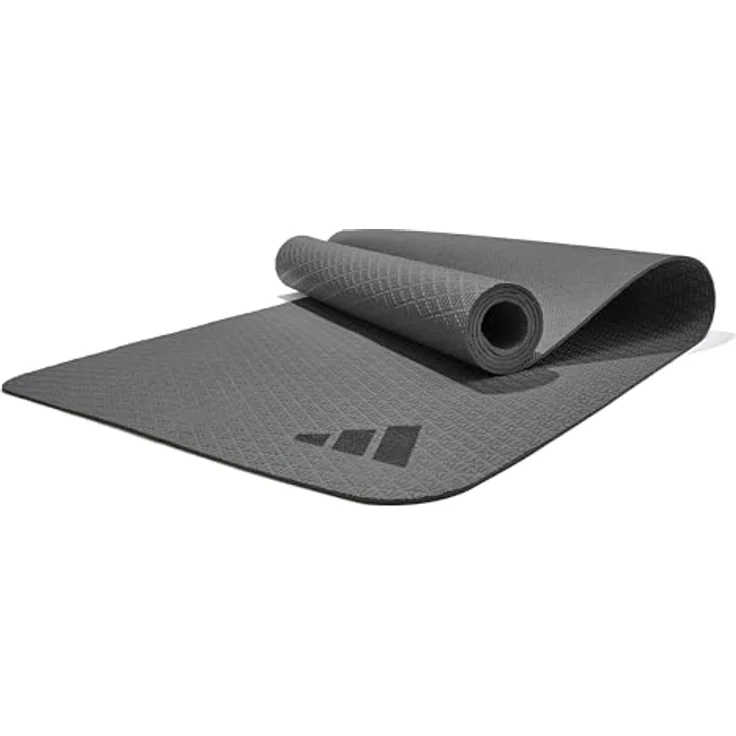 Adidas Yogamatte 4mm - Yogamatte aus 50% Recycling-Material frei von PVC - Rutschfeste und Strukturierte Oberfläche (176 x 61 cm) für den perfekten Grip beim Yoga (Black) – Bild 1