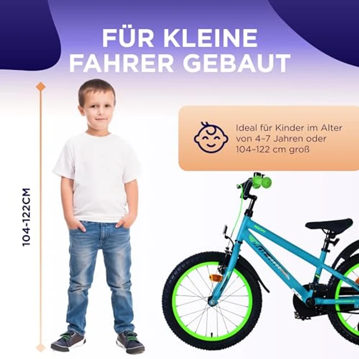 Volare Rocky 18 Zoll Kinderfahrrad für Jungen, Grün mit schwarz, geschlossener Kettenschutz, Handbremse und Rücktrittbremse – Bild 7
