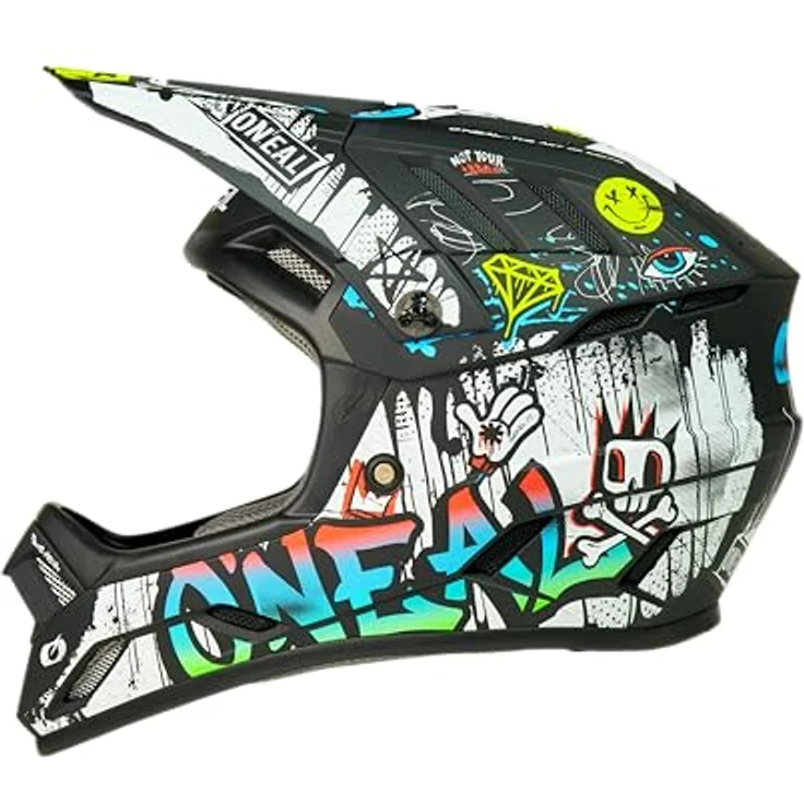 O'Neal Backflip Rancid, Downhill Helm mit ABS Außenschale, optimierter Lüftung und Fidlock® Magnetverschluss, schwarz/weiß, Größe L (59/60 cm) – Bild 3