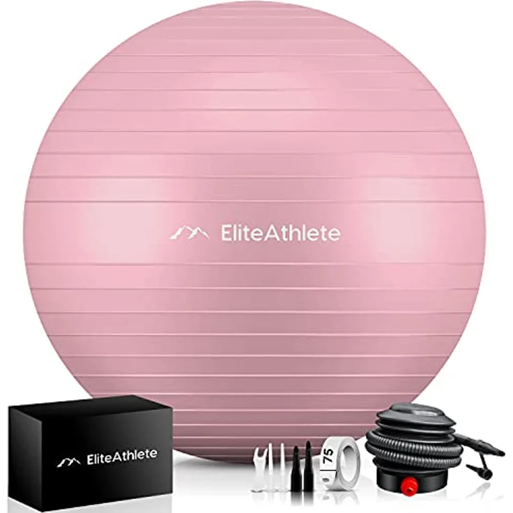 EliteAthlete Gymnastikball Sitzball Büro ergonomisch mit Anti Burst System - Fitness Pilates Schwangerschaft - Schwangerschaftsball Fitnessball Yogaball - Yoga Ball 55cm inkl. Luftpumpe – Bild 1