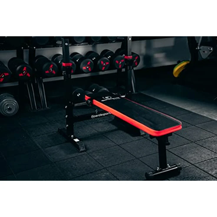 Fjoerdesports Hantelbank mit Ablage, Verstellbare Höhe & Klappbar, Schwerlast Gewichtheben, Heimtraining, Home Gym, Dip-Station, Fitnessstudio, Multifunktion Trainingsbank, Schwarz – Bild 2