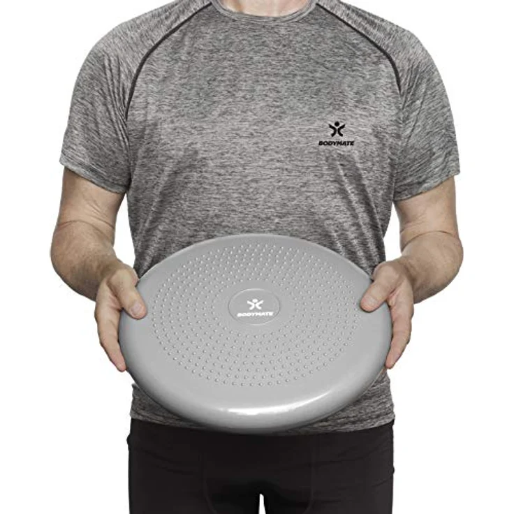 BODYMATE Ballsitzkissen inkl. Pumpe Silber-GRAU 34cm Durchmesser - Balance-Kissen, Luftkissen, Balance Pad, Noppenkissen - Core-, Fitness-, Reha-, Koordinations- und Rückentraining – Bild 4