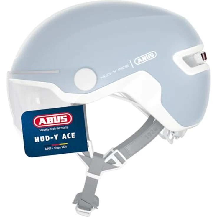 ABUS Stadthelm HUD-Y ACE, stylischer Fahrradhelm mit Visier und magnetischem, aufladbarem LED-Rücklicht, schwarz, Größe M – Bild 1