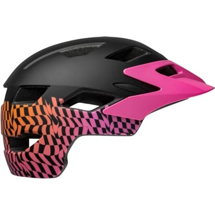 Bell Sidetrack Youth Fahrradhelm, matte pink wavy checks, unisize Schwarz, ergonomisches Design, herausragende Belüftung und erhöhte Sichtbarkeit. – Bild 4