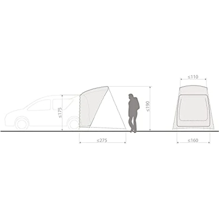 Vaude Drive Vorzelt, einhängbar an Kofferraumklappe, schneller Aufbau, geräumig, Linen, One Size – Bild 2
