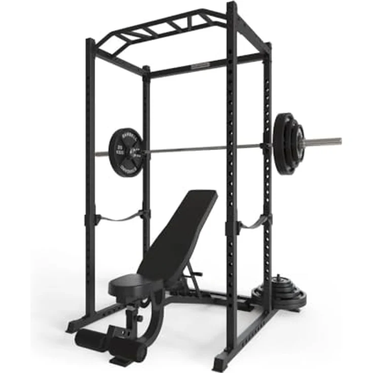 Atletica R5-Base Power Rack | Squat Rack Basiskäfig für Grundübungen | Multi-Grip Klimmzugstange, Safety Straps, J-Hooks & Gewichts-Pins | 213 cm Höhe, Kraftstationen – Bild 3