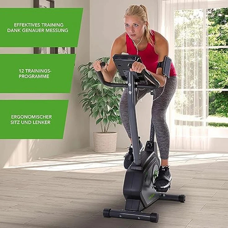 Tunturi Cardio Fit E30 Ergometer Heimtrainer - Fahrradtrainer - Fitnessfahrrad -Fahrradergometer - Hometrainer mit Handpulssensoren + Tablethalterung - Magnetbremssystem und LCD-Bildschirmanzeige – Bild 3