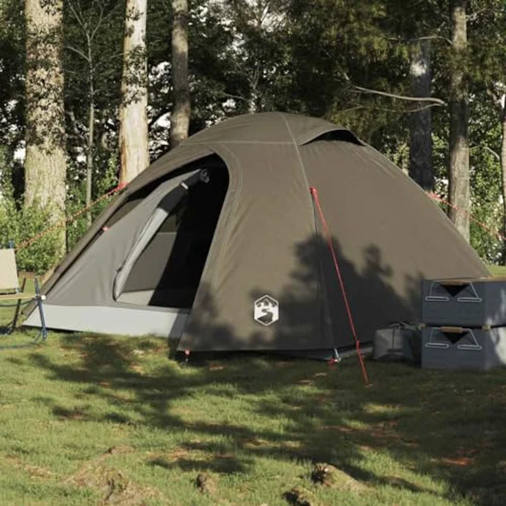 vidaXL Kuppel-Campingzelt 3 Personen, Braun, wasserdicht mit abnehmbarem Überzelt und Insektenschutz – Bild 2