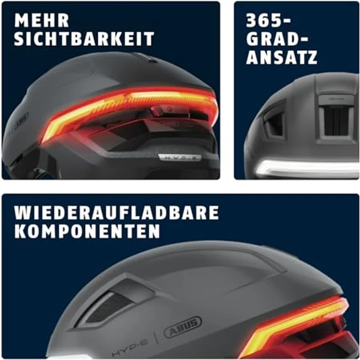 Abus HYP-E Velohelm, 51-55 cm, mit 365° Protection, integrierten Front- und Rücklichtern, NTA-Norm für E-Bike Sicherheit und Belüftungssystem – Bild 4