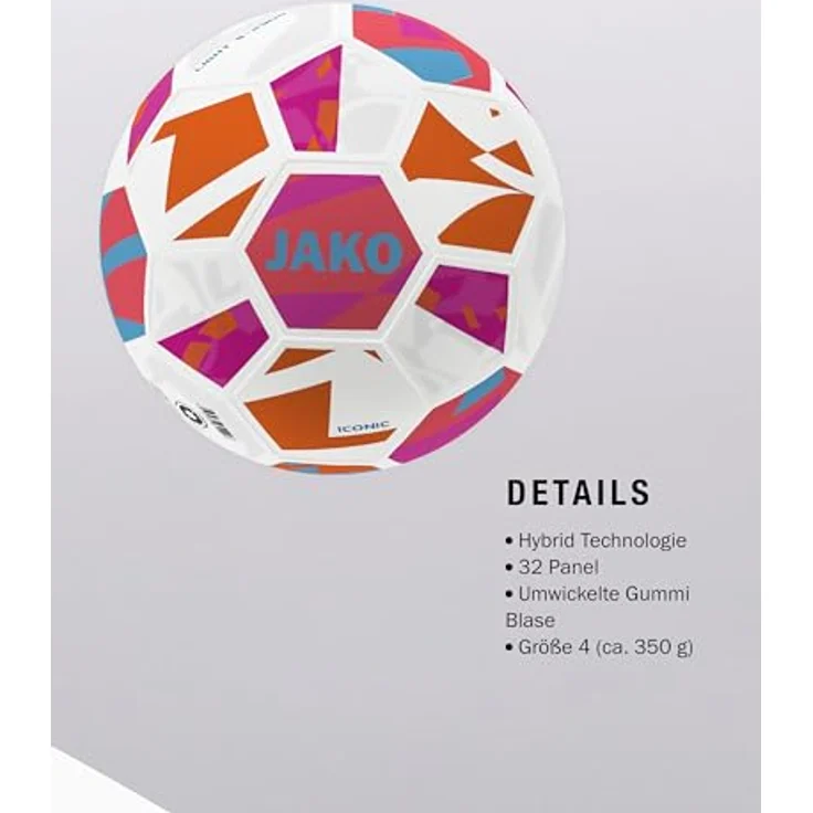 Jako Fussball Lightball Iconic 2373, Trainingsball mit Hybrid Technologie und 32-Panel-Konstruktion, 100% Polyurethan – Bild 4