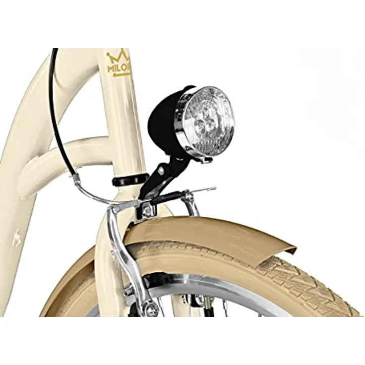 Milord Komfort Fahrrad Mit Weidenkorb Damenfahrrad, 28 Zoll, Beige-Braun, 1 Gang, Cityrad mit Aluminiumfelgen – Bild 7