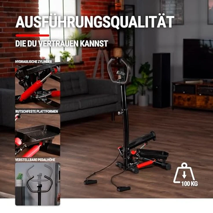 Hop-Sport Stepper HS-055S Noble, Swing Stepper mit LCD-Bildschirm, Stepper für Zuhause mit Lenker - platzsparend und stabil – Bild 4