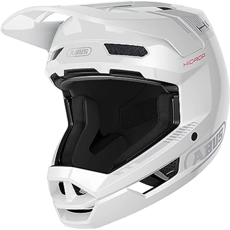 ABUS Downhill Helm HiDrop, ASTM-er Fullface Helm mit ABS-Außenschale für MTB, geeignet für Downhill, Enduro und Bikepark, Weiß, Größe XL – Bild 4