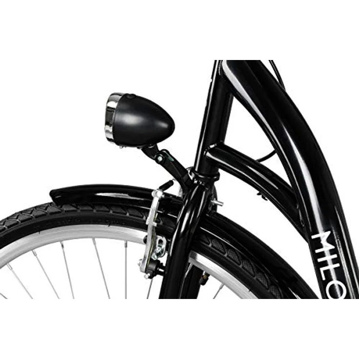 Milordbikes City-Fahrrad, Schwarz, 46 cm, Metallrahmen, 700C Reifen, vormontiert mit Träger und Zubehör – Bild 8