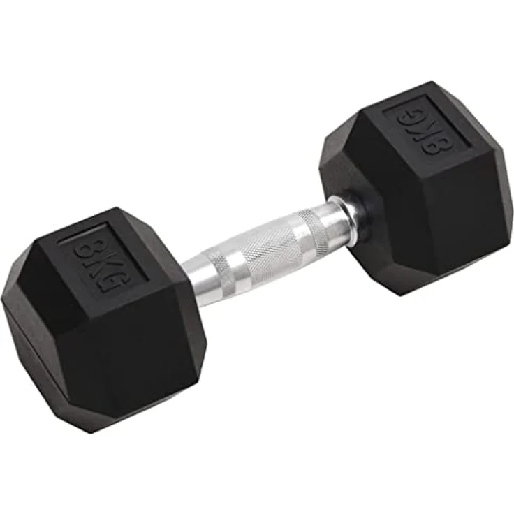 vidaXL 2x Hexagon Kurzhantel Set, 16 kg Gusseisen mit Gummibeschichtung und Anti-Roll-Design für Krafttraining – Bild 4