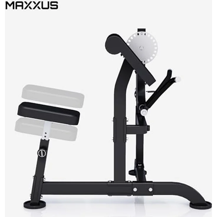 Gorilla Sports MAXXUS Curlbank 2in1 Pro - Vertikal verstellbarer Sitz, 30/50 mm Hantelscheibenhalter, rutschfest, Schwarz mit Chrom-Elementen – Bild 2