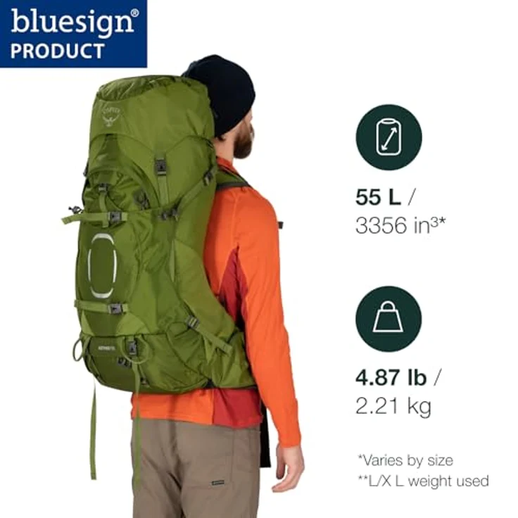 Osprey Aether 55 Trekkingrucksack für Männer Black - L/XL, PFC-freie DWR-Beschichtung, verstellbare AirScape Rückenplatte, integrierte Regenhülle – Bild 5