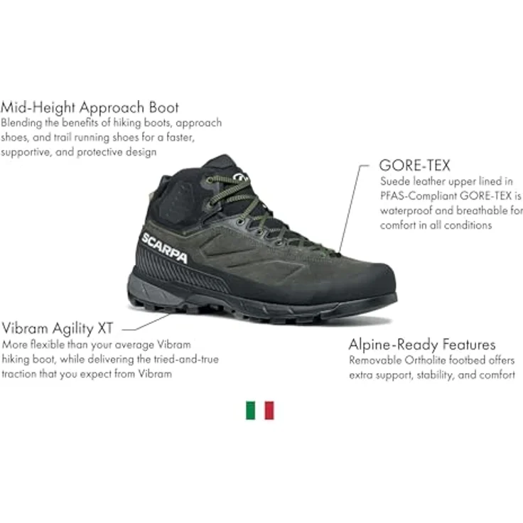 Scarpa Rapid XT Mid GTX, Herren Wanderschuhe, wasserdicht, griffige Sohle, grau, Größe 43 – Bild 2