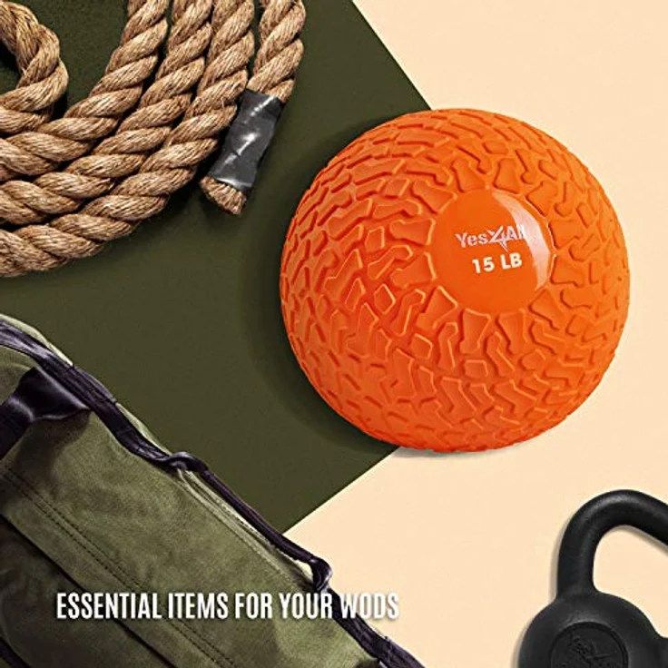 Yes4All FXF2 Slam Balls 6.8 kg für Kraft- und Workout - Slam Medizinball, Orange Bestie – Bild 3