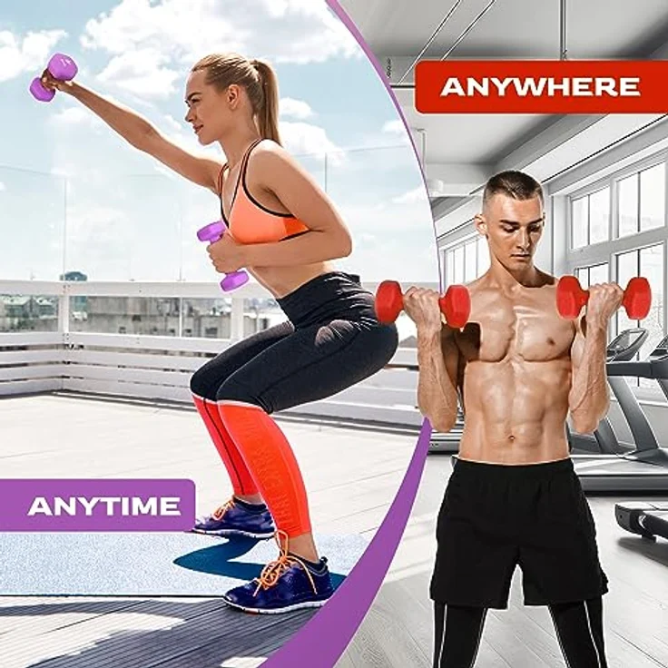 Yes4All N3JA Hex Neopren Hanteln Set Gewichte für Krafttraining Yoga Pilate - Kurzhanteln 2er set, Dumbbells Set für Frauen Männer, 1.5 kg hanteln 2 er set, lila – Bild 5