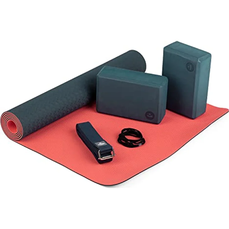 Bodhi Yoga Starter-Set Komplett | Set bestehend aus: 1 Yogamatte aus TPE, 2 Yoga-Bricks aus Eva (Moosgummi) und 1 Yoga-Gurt aus Baumwolle | Einsteiger-Set für Yoga-Anfänger – Bild 1