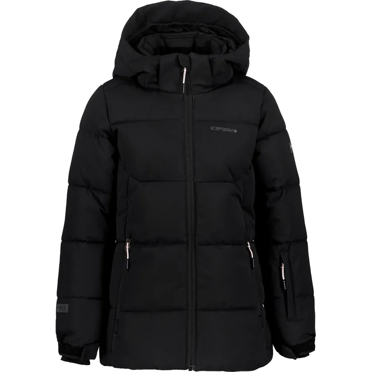 Icepeak Loris JR, Winterjacke für Mädchen mit Kapuze, wasserdicht und atmungsaktiv, Farbe: Black, Kinder Größe: 140
