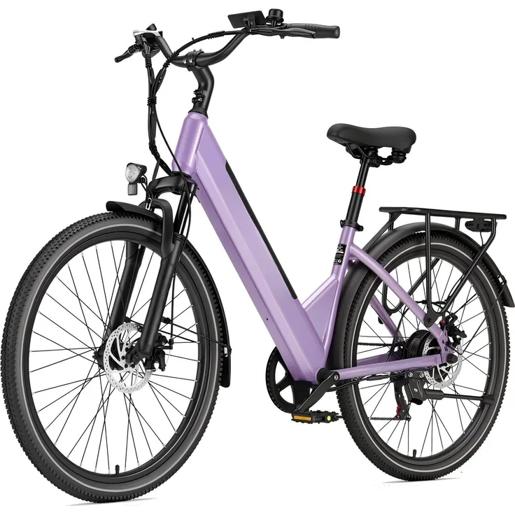 PiXELPiLOT 26 Zoll E-Bike Citybike, 250W Heckmotor, 36V 14,5Ah Akku, Shimano 7-Gang, bis 75 km Reichweite, Scheibenbremsen, Federung