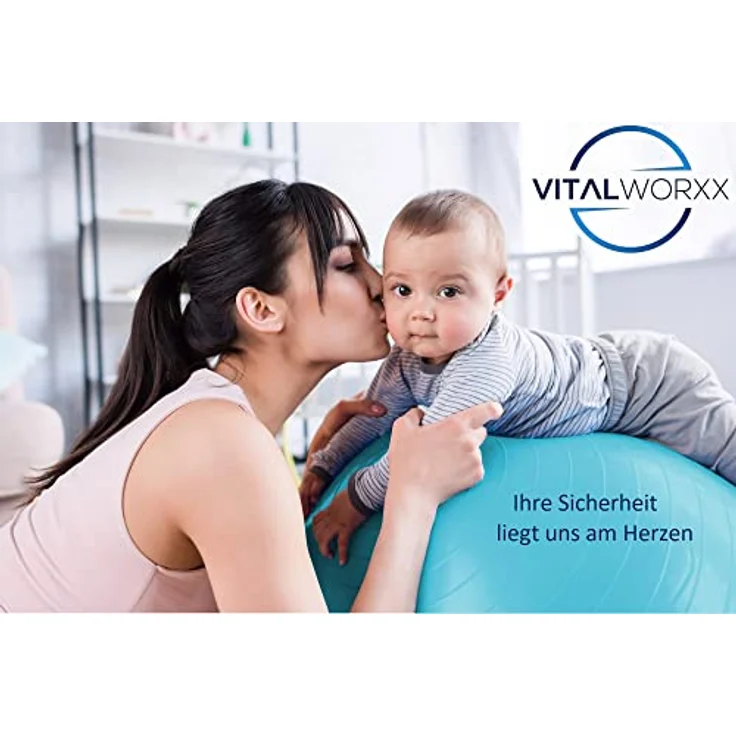 VITALWORXX Gymnastikball für Schwangere, extrem stabil, Sitzball Yogaball Pezziball 75 cm mit Pumpe, mit Übungen für Schwangerschaft, Geburt, Gesundheit, – Bild 4