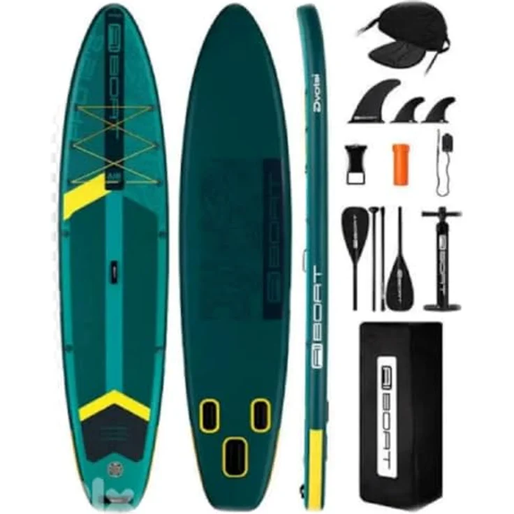 COIL Aufblasbares SUP-Board – Stand Up Komplettset mit Paddel, Pumpe, wasserdichter Handytasche, stabil, 335 cm, 181 kg, Grün – Bild 1