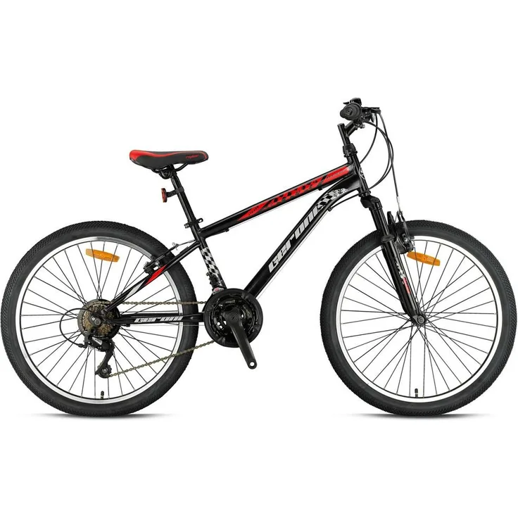 T&Y Trade GRN26041 Kinderfahrrad 24 Zoll, Mountainbike mit 21 Gängen, Federgabel und Seitenständer, rot
