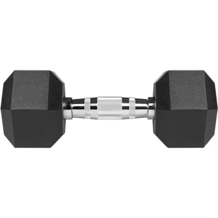 REBEL ACTIVE Gummibeschichtete Gusseisen-Hanteln 2x8 kg, ergonomisches Design für sicheres Training Zuhause und im Fitnessstudio – Bild 4