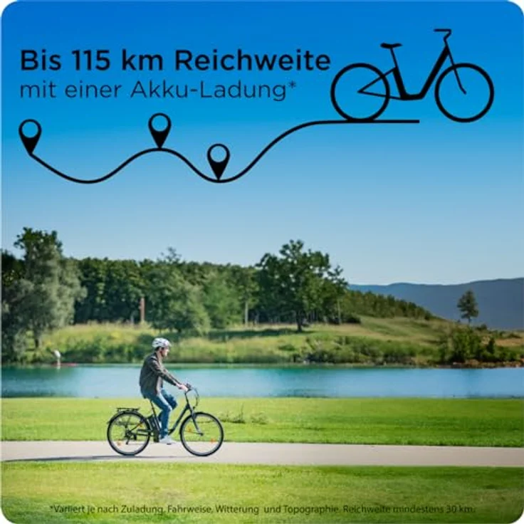 ZÜNDAPP Z505 E Bike Damen 28 Zoll Elektrofahrrad mit 6 Gängen, Pedelec City Hollandrad, tiefer Einstieg (schwarz/blau, 48 cm) - Preisvergleich – Bild 2
