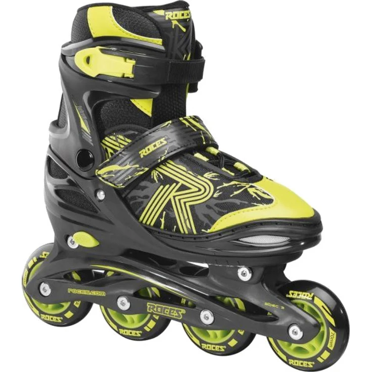 Roces Jokey 3.0 Kinder Inlineskates, Schwarz/Limette, mit Growth Compensator-System und Easy Entry Technology, Größe 38-41 – Bild 1