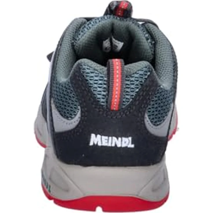 Meindl Outdoorschuh, Wanderschuh aus Velour und Mesh, Farbe asphalt | red – Bild 5