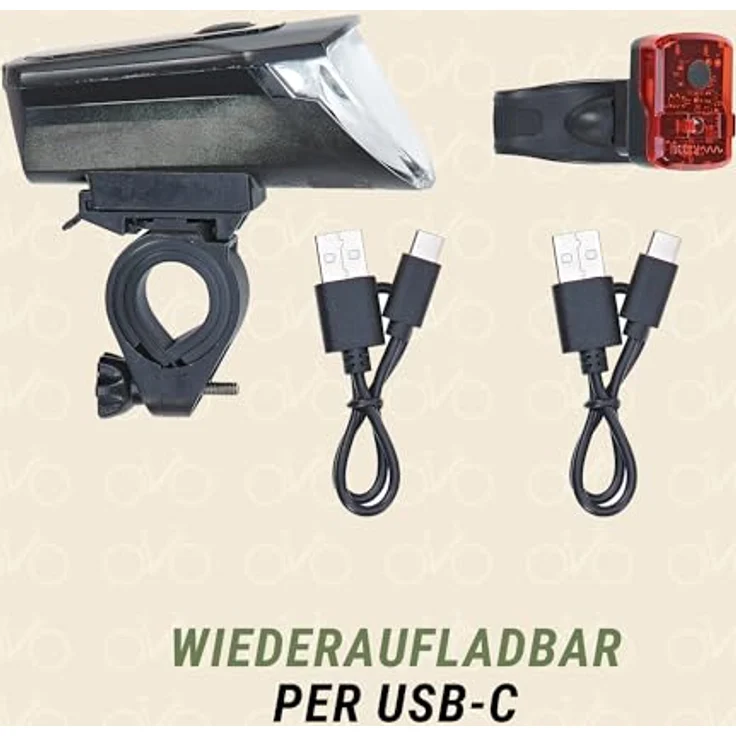 Prophete LED Akku-Beleuchtungs-Set, Fahrradbeleuchtung mit 70/35/20 Lux – Bild 6