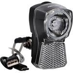 FISCHER LED-Akku-Frontlicht 45/20 Dynamo Look, wiederaufladbar bis 45 Lux mit USB-C Ladebuchse, Diebstahlschutz