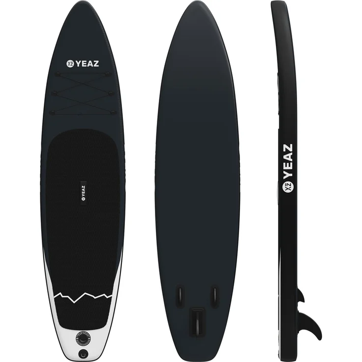 YEAZ NALU (EXOTRACE) - Aufblasbares SUP-Board mit Aluminium-Paddel, 2-Wege-Handpumpe und Rucksack, Schwarz, 305 cm (10")