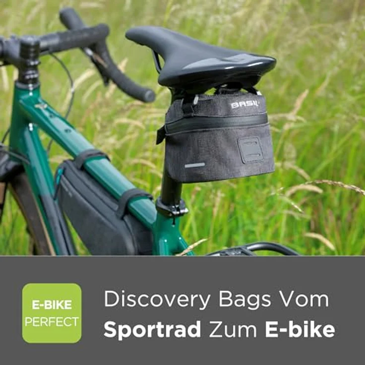 Basil Discovery 365D, Velotasche Gepäckträgertasche, 9 l, schwarz meliert, wasserabweisendes Polyester, inkl. Regenhülle, abnehmbarer Schulterriemen – Bild 3