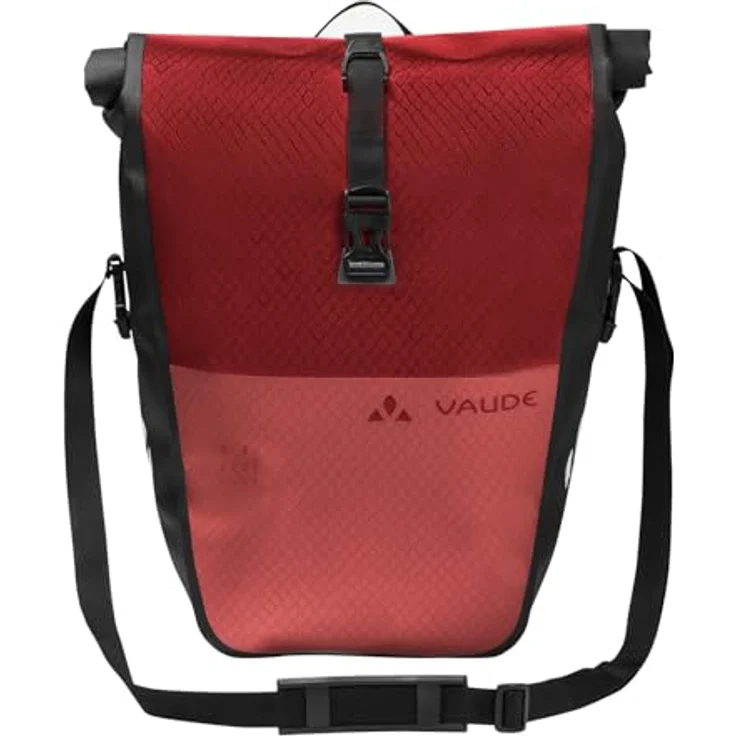 VAUDE Aqua Back Color Single (Rec) Fahrradtasche für Gepäckträger, 24 L, wasserdicht, rot/rot, einfache Befestigung, Made in Germany – Bild 4