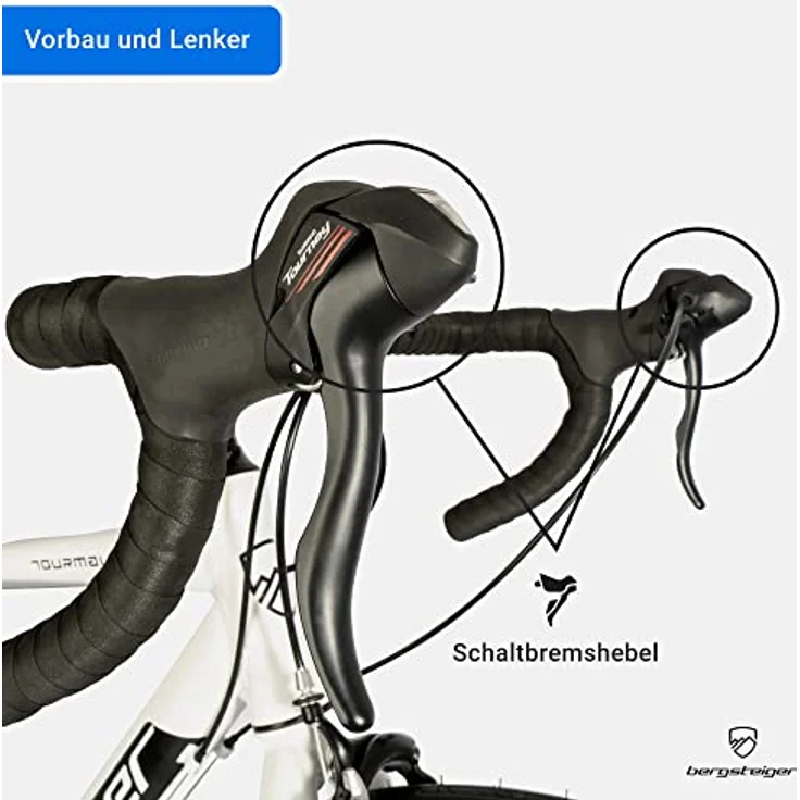 Bergsteiger Tourmalet 28 Zoll Rennrad, Aluminium Gravelbike in mattem Schwarz mit Shimano 14 Gang-Schaltung, nur 11 kg, für Herren & Damen ab 170 cm geeignet – Bild 4