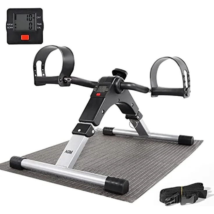 AGM Mini-Heimtrainer Fahrrad, Arm und Beintrainer Fitnesstrainer, Fitness, Hometrainer Bewegungstrainer mit LCD-Monitor und Einstellbarem Widerstand, Fitnessgerät für Zuhause, Büro