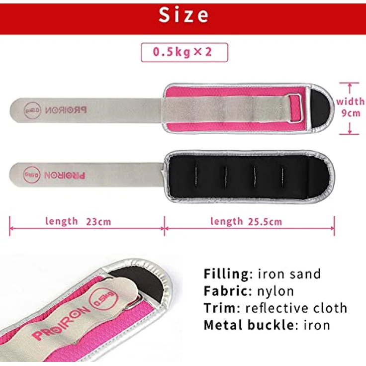 PROIRON Gewichtsmanschetten Fuß, Armgewichte Handgelenkgewichte Set (1 Paar) 0,5kg bis 2kg, Handgewichte, Fußgewichte und Fußgelenkgewichte für Fitness, Bewegung, Laufen, Joggen, Gymnastik – Bild 5