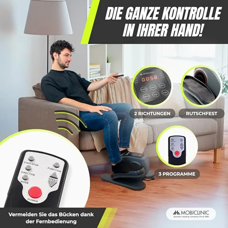 Mobiclinic Veleta, Mini Bike Heimtrainer mit 10 Geschwindigkeiten, 3 Programmen, LCD-Display, einstellbarem Widerstand und rutschfesten Pedalen – Bild 4