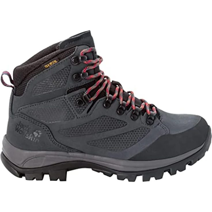 Jack Wolfskin REBELLION TEXAPORE MID W, Trekkingschuh aus robustem Nubukleder, wasserdicht und atmungsaktiv, mit VIBRAM-Außensohle, Schwarz – Bild 1